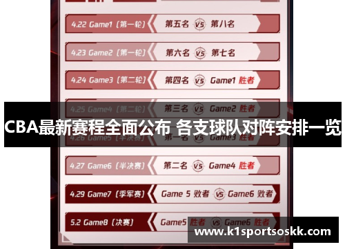 CBA最新赛程全面公布 各支球队对阵安排一览